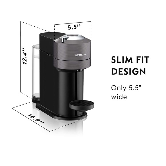 Nespresso De’Longhi Vertuo Next Gray & Aeroccino3 Milk Frother - Picture 2 of 4